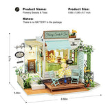 Rolife DIY Miniature Dollhouse Kit 1:24 Scal Tiny House Making Kit with Furniture &LED Home Decor Gifts for Adults/Teens (Flowery Sweets & Teas)