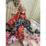 HMANE BJD Doll Clothes 1/3, Red Printed Kimono Japanese Style Clothes Set for 1/3 BJD Doll (No Doll)
