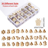 300 Pieces Unfinished Mini Wooden Christmas Ornaments DIY Wooden Christmas Ornaments Mini Blank Wood Slice Cutout Christmas Craft for Holiday Winter Xmas Tree Hanging Decoration DIY Craft,30 Styles