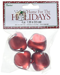 Darice Holiday Jingle Bells-Matte Red-35mm-4 Pieces, 1 Pack