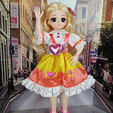 EVA BJD 1/6 28cm 12' Jointed Plastic Dolls Girl with Wig Shoes Dress Clothes Girl's Gift Toy DIY Model (Blonde)