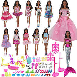 ZTWEDEN 90Pcs Doll Clothes and Accessories for 11.5 Inch Girl Dolls Set Contain 10 Different Handmade Party Doll Grown Outfits, 1 Handmade Wedding Dress, 1 Mermaid Dress, 78 Accessories for Girl Doll