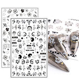 JMEOWIO 12 Sheets Spring Black White Flower Nail Art Stickers Decals Self-Adhesive Pegatinas Uñas Summer Butterfly Leaf Floral Nail Supplies Nail Art Design Decoration Accessories