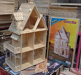 DIY Miniature Dollhouse Kit Handmade Wooden 3D Puzzle Dolls House Kit Gothic Style House Kit Model