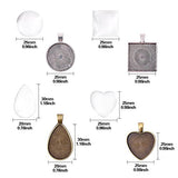 Glarks 48-Pieces 4 Styles Pendant Trays 24pcs Round & Square & Heart & Teardrop and 24pcs Bright