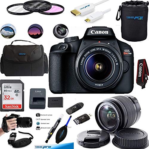 EOS Rebel T100 Digital SLR Camera with 18-55mm Lens Kit + Essential Accessories Bundle