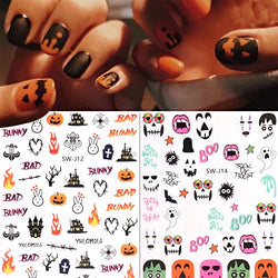 Halloween Nail Art Stickers 12 Sheets 3D Self Adhesive Nail Decals Pumpkin Ghost Witch Skull Devil Vampires Design Nail Decoration for Women Girls