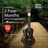 Concert Ukulele Deluxe Series by Hola! Music (Model HM-124EB+), Bundle Includes: 24 Inch Ebony Ukulele with Aquila Nylgut Strings Installed, Padded Gig Bag, Strap and Picks - Limited Edition