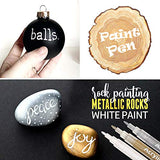 White Paint Pen, 0.8mm Acrylic 4 White, 2 Gold, 2 Silver Permanent Marker Pens for Wood Rock Plastic Leather Glass Stone Metal Canvas Ceramic Marker Extra Very Fine Point Opaque Ink, 8 Pack