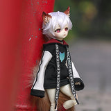 DOLLZONE Miyou, an Adorable bjd Doll with Clothes, Tail, Hair from dollzone Shop (White, fullset+Body Blushing)