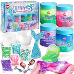 Mermaid Slime for Girls，Funkidz Shimmering Sparkle Slime Pack with Mermaid Tail Charms Pearls Supplies Great Mermaid Toy Gift for 6 7 8 9 10 11 12 Years Old Girls Kids