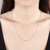 Cutesmile Fashion Jewelry 925 Sterling Silver 2mm Beads Chain Necklace for Men Women (24 inch)