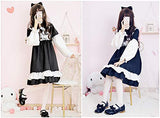 YOMORIO Womens Cute Maid Costumes Lolita Japanese Anime Cosplay Uniform Vintage French Maid Dress Black