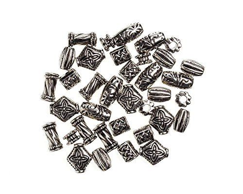 Darice 48-Piece Old World Acrylic Beads, Silver