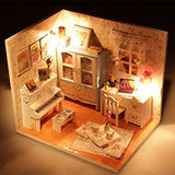 Flever Dollhouse Miniature DIY House Kit Creative Room With Furniture and Cover for Romantic Artwork Gift (Blooming Summer Day)
