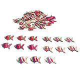 RayLineDo Pack of 50pcs Buttons Multi Color Cute Fish Shaped 2 Holes Wooden Buttons 25MM for Sewing