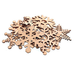 RayLineDo 10pcs Different Snowflake Shapes Hollow Design Wooden Embellishments 60MM for Crafting