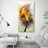 Boiee Art,24x48Inch Hand-Painted Lucky Colorful Tree Canvas Paintings Contemporary Artwork Abstract Vertical Oil Painting Modern Home Wall Decor Art Wood Inside Framed Ready to Hang