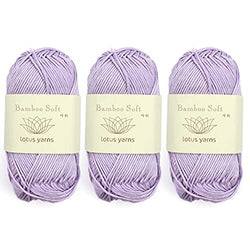 3 Skeins Bamboo Fiber Medium Thick Hand Knitting Yarn Ice Silk Touch Woolen Yarn for Spring Summer Baby Clothes DIY Scarf by Yarn Ave (10 - 150g)