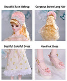Aongneer BJD Dolls 1/3 Doll 24 Inch 34 Ball Joints Doll DIY Toy Gift for Children Rotatable Joints Lifelike Pose with Soft Brown Wig Gorgeous Dress Nice Shoes Beautiful Makeup for Birthday- Monica