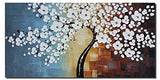 Wieco Art Blooming Life Large Modern Stretched and Framed White Flowers Artwork 100% Hand Painted Floral Oil Paintings on Canvas Wall Art Ready to Hang for Living Room Bedroom Home Decorations L