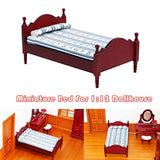 Mini Dollhouse Accessories,Dollhouse Furniture 1:12 Scale Miniature Bed, Dollhouse Kit Accessories Pretend Play Toy for Boy Girl Bedroom Living Room