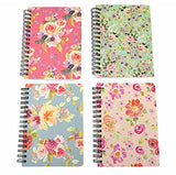 4 Pack A6 Spiral Notebook Journal,Wirebound Ruled Sketch Book Notepad Diary Memo Planner,A6 Size(5.7X4.1") & 80 Sheets (Flower A)