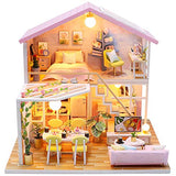 Dollhouse Miniature with Furniture, DIY Wooden Doll House Kit Loft-Style Plus Dust Cover and Music Movement, 1:24 Scale Creative Room Idea Best Gift for Children Friend Lover (Secret time