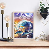 Diamond Painting Kits for Adults Kids Full Drill Crystal 5D DIY Diamond Gem Art Similane Beads Paint Craft for Children Home Wall Decor Gift (dolphin-16x12in