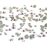 CRYSTAL AB (001 AB) Tiny small sizes mixed with Swarovski 2058 Xilion Rose flatbacks sizes ss3,