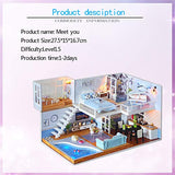 WYD DIY Handmade 1:24 ScaleBlue Mini Doll House Miniature Building Model Creative Toy Furniture Kit LED (Meet You)