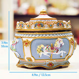 Amperer Classical Carousel Horse Music Box LED Lights Twinkling Resin Carved Collectible Mechanical