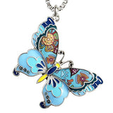 Luckeyui Blue Large Butterfly Pendant Necklaces for Girls Unique Insect Charm Jewelry Gift