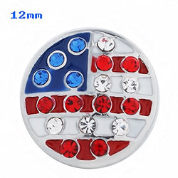 Lovmoment Mini Snap 12mm Flag Snaps with Enamel and Rhinestones Snap Jewelry Charms