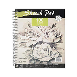 CONDA 8.5"x11" Sketch Book, 100 Sheets (68 lb/100gsm), Spiral Bound Artist Sketch Pad, Durable Acid Free Drawing Paper for Drawing Painting