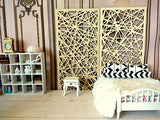 Miniature room divider, dressing screen partition for doll. Dollhouse interior wall brackets folding.