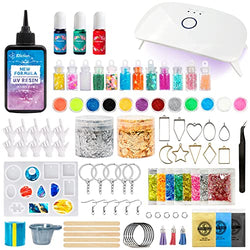 JDiction New UV Resin Kit with Light, Crystal Clear Hard Resin Sunlight Curing UV Resin Beginner Kit for Jewelry, Doming, Coating, and Casting, DIY Craft