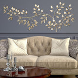 Motley Lane - Brushed Gold Flowing Leaves Wall Decor - Unique Hand Crafted Metal Décor