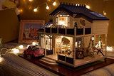 DIY Wooden Dollhouse Miniature Kit Wood house Toy & LED Light with All Furnitures Car by Youku
