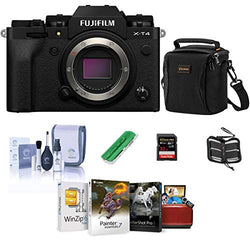 Fujifilm X-T4 Mirrorless Digital Camera Body, Black - Bundle with Shoulder Bag, 32B SDHC Card, Cleaning Kit, Card Reader, Memory Wallet, Mac Software Package