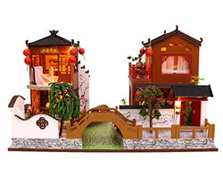 Flever Wooden DIY Dollhouse Kit, 1:24 Scale Miniature with Furniture, Dust Proof Cover and Music Movement, Creative Craft Gift for Lovers and Friends (Poems and Dreams)