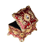 Feyarl Vintage Rectangle Trinket Box Jewelry Box Ornate Antique Finish Engraved with Two- Layer Organizer Box (Red) 7.1 x 4.7 x 3.1 inches