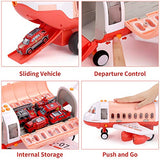 TEMI Mist Spay Transport Airplane Cargo with 6 Mini Diecast Fire Fighting Vehicles and Playmat for Toddlers, Children Educational Toy Plane with Music & Lights, Ideal Car Set for Kids 3 4 5 6 Years