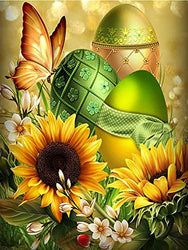 Diamond Painting Kits for Adults,Christmas Eggs 5D Diamond Painting Art,DIY Round Complete Diamond Painting Supplies Wall Decorations Crafts,Christmas Gift-Butterfly Sunflower 11.8x15.7 inches