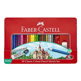 Faber-Castell Classic Colored Pencils Tin Set, 48 Vibrant Colors In Sturdy Metal Case - Premium