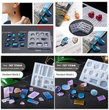 Epoxy Resin UV Glue Kit Crystal Clear Transparent with Lamp Tweezers 36 Decorations 11 Silicone Moulds 13 Colour Liquid Pigments 17 Bezels for Pendants + 2 Tapes 100 Eyelets for Jewellery Making