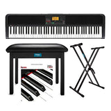 Korg XE20 88-Key Natural-Touch Digital Ensemble Piano Bundle with Keyboard Stand, Piano Bench, and Learning Book/CD (4 Items)