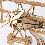 Rolife Build Your Own 3D Wooden Assembly Puzzle Wood Craft Kit Bi-Plane Model,Gifts for Kids and Adults