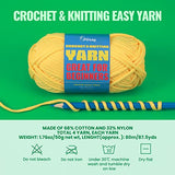 Pllieay Lawngreen Cotton Yarn for Crocheting and Knitting, 4 Pack Crochet Yarn for Beginners with Easy-to-See Stitches, Cotton-Nylon Blend Yarn for Beginners Crochet Kit Making