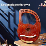 Byla Lyre Harp 16 Metal String Brown Round Hole Mahogany wood Musical Instrument with Tuning Wrench,Plectrum,Stickers,Extra Set of Strings and Bag Suitable for Adults,Kids and Beginners